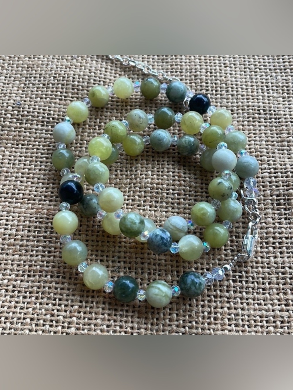 Polished Australian Jade necklaces / Crystal spacers New Handmade